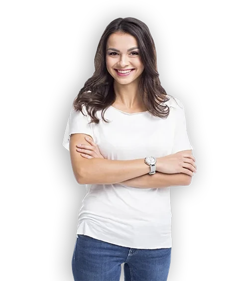 A person standing with arms crossed, wearing a plain white t-shirt and jeans, against a clean white background.